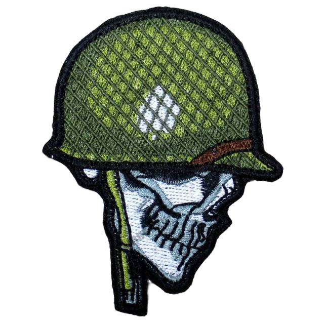 Skull Warrior 'Soldier Helmet' Embroidered Velcro Patch