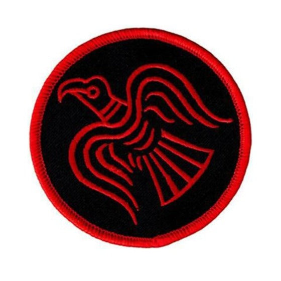 Viking 'Odin's Raven | Red' Embroidered Velcro Patch