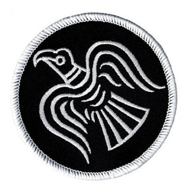 Viking 'Odin's Raven | White' Embroidered Velcro Patch