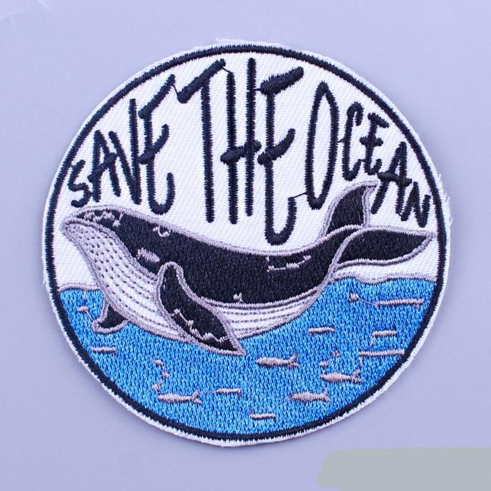 Humpback Whale 'Save The Ocean' Embroidered Patch