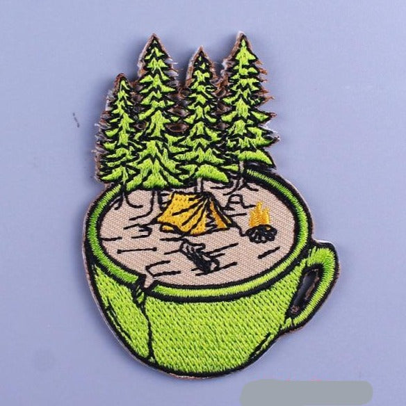 Camping On A Cup Embroidered Patch