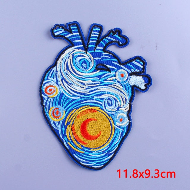 Anatomical Human Heart 'Painted' Embroidered Patch