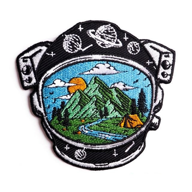 Travel 'Camping | Astronaut Helmet' Embroidered Patch