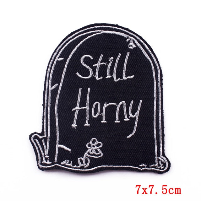 Funny 'Still Horny Tombstone' Embroidered Patch