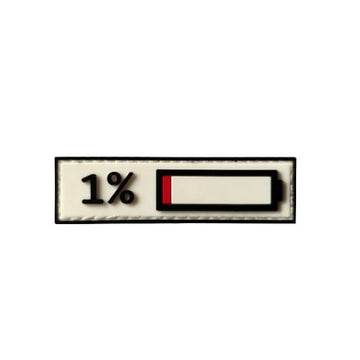 Cute Battery Display 'Remaining 1%' PVC Rubber Velcro Patch