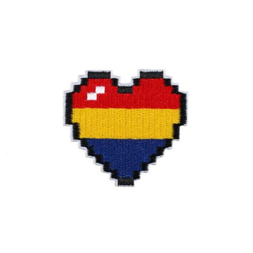 Cute Heart 'Tri Color | Pixel' Embroidered Patch