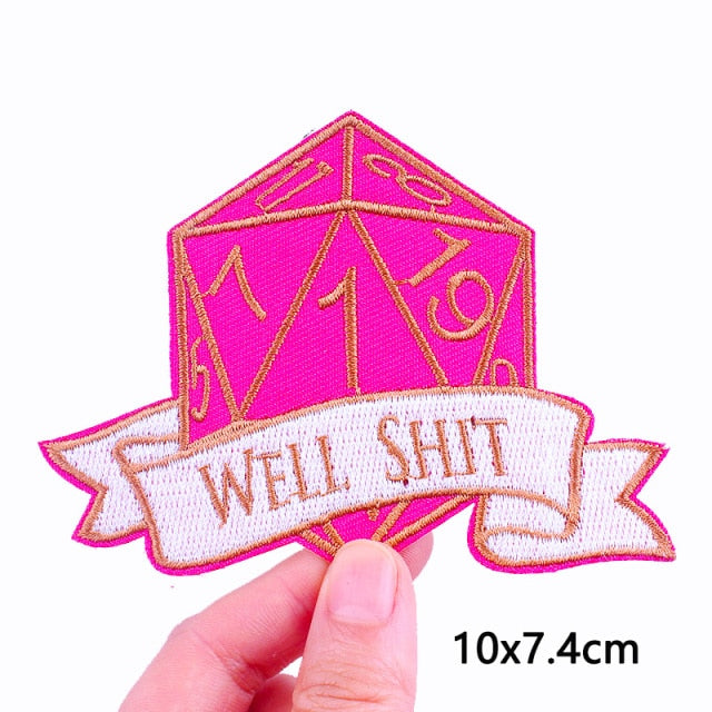 Pink Dice 'Well Sh*t' Embroidered Patch
