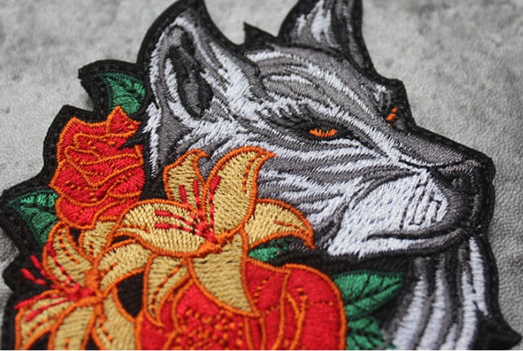 Lovely Gray Wolf Embroidered Velcro Patch