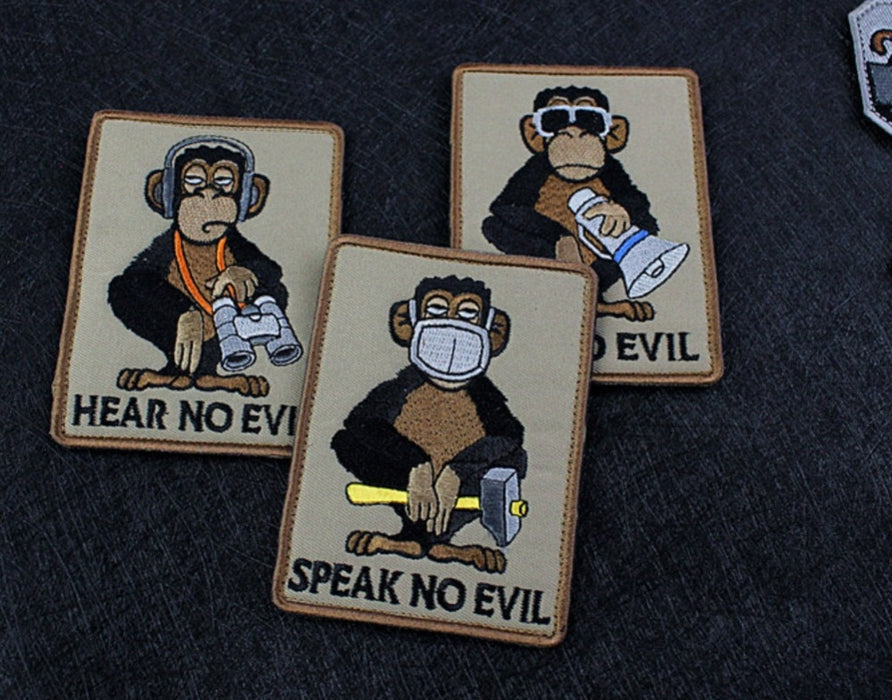 Monkey Tactical 'Hear No Evil | Headphones' Embroidered Velcro Patch