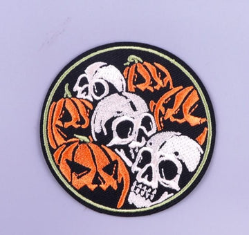 Halloween 'Creepy Skulls and Pumpkins' Embroidered Patch