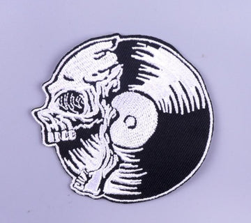 Skull 'Phonograph Disc' Embroidered Patch
