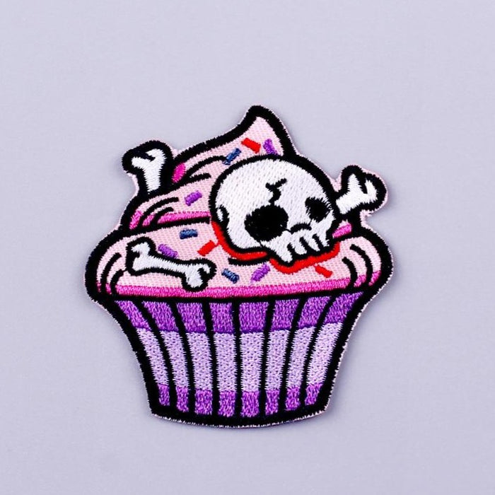 Skull Cupcake Embroidered Patch