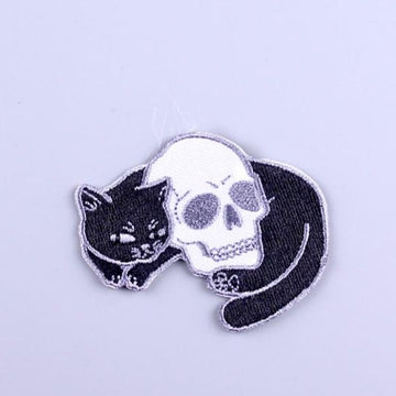 Skull 'Sweet Black Cat' Embroidered Patch