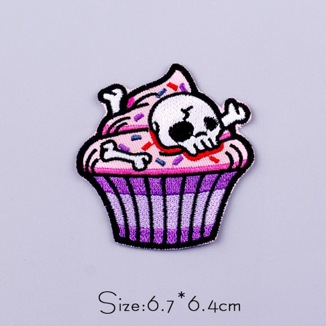 Skull Cupcake Embroidered Patch