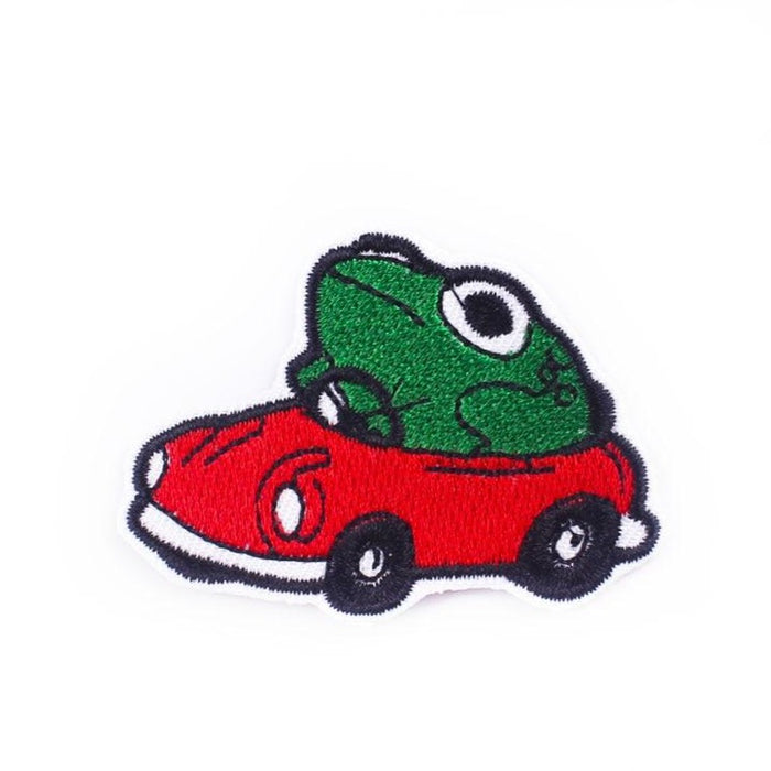 Cute Froggy 'Driving A Car' Embroidered Patch