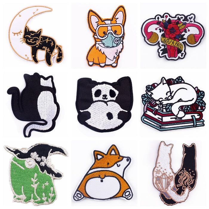 Cute Cat 'Sweet Couple Black & White' Embroidered Patch