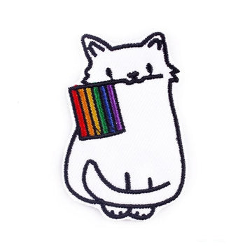 White Cat 'LGBT Pride Flag' Embroidered Patch