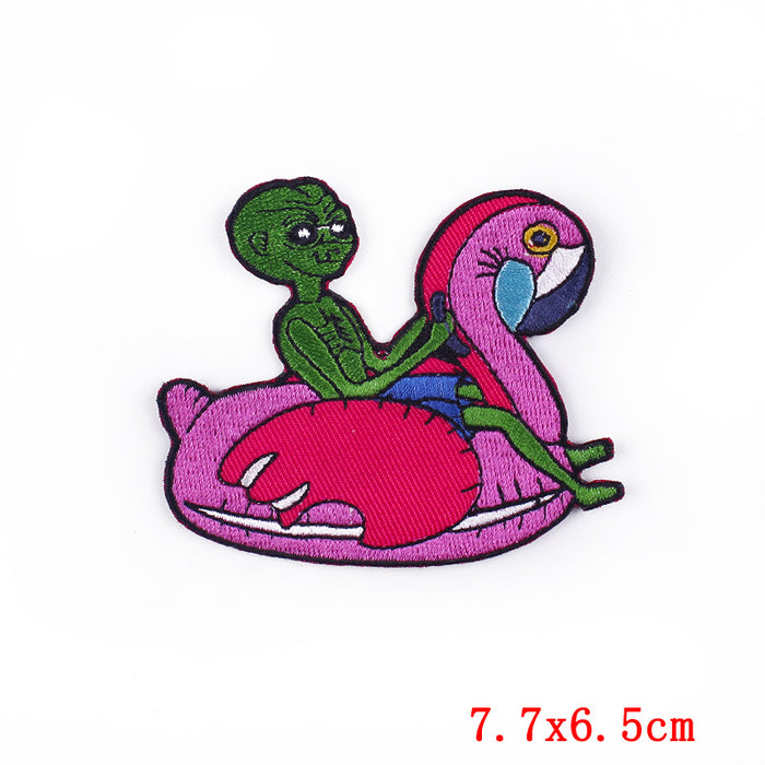 Alien 'Flamingo Ride' Embroidered Patch