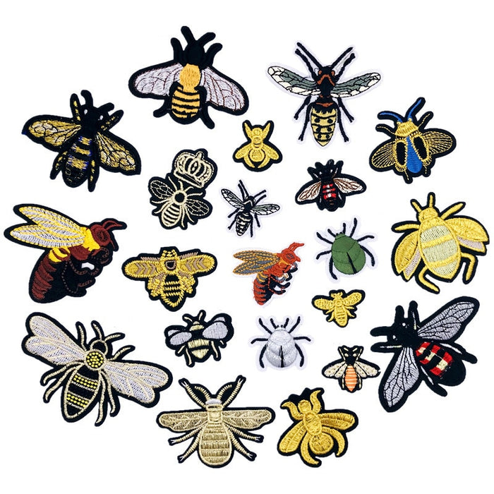 Insect 'Squash Bees' Embroidered Sew Iron Patch
