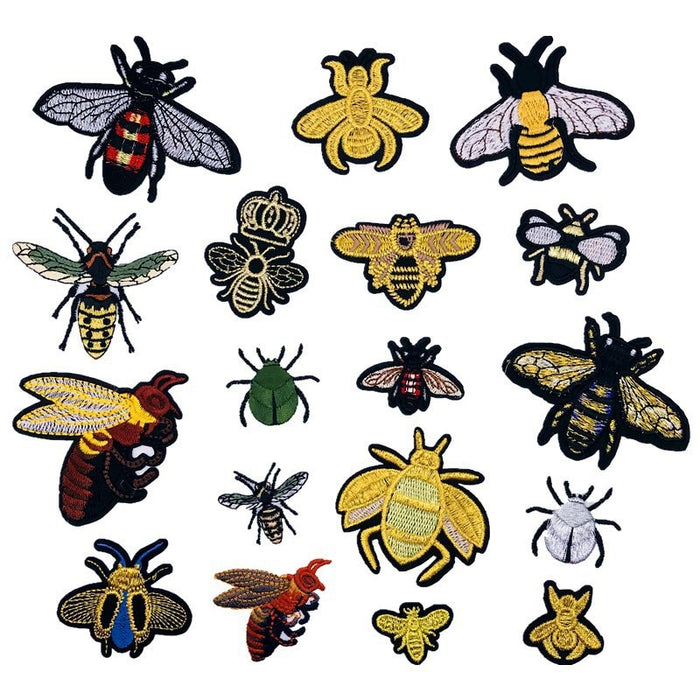 Insect Crowned Bee' Embroidered Sew Iron Patch