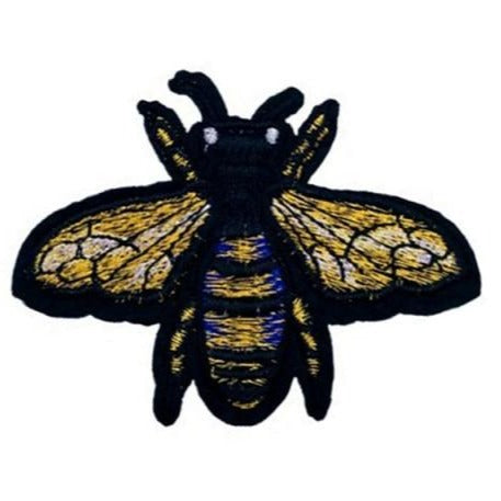 Insect 'Blue Banded Bee' Embroidered Sew Iron Patch
