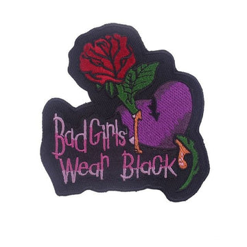 'Bad Girls Wear Black' Embroidered Patch