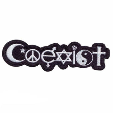 'Coexist Symbols | Black and White' Embroidered Patch