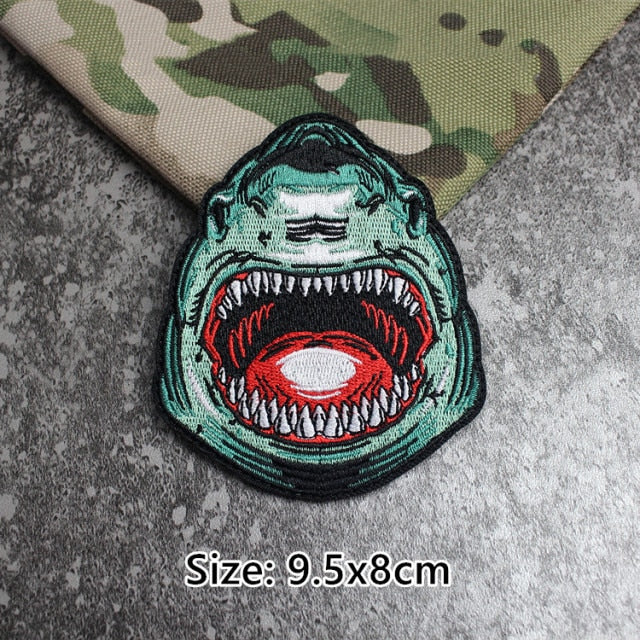 Shark 'Mouth Open | Head' Embroidered Velcro Patch