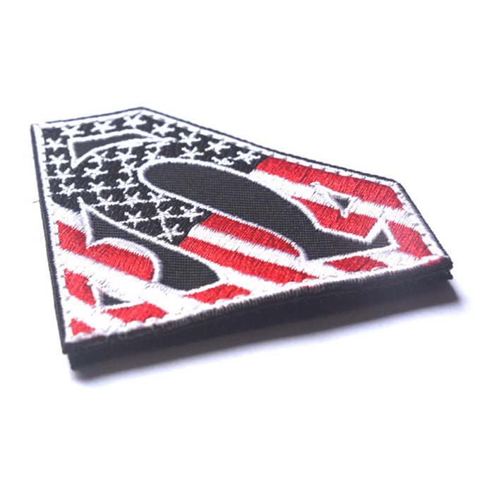 Superman Logo 'American Flag 1.0' Embroidered Velcro Patch