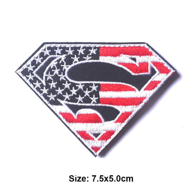 Superman Logo 'American Flag 1.0' Embroidered Velcro Patch