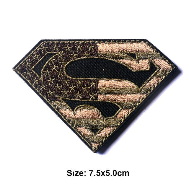 Superman Logo 'American Flag 5.0' Embroidered Velcro Patch