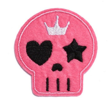 Punk Skull 'Pink | Crown' Embroidered Patch