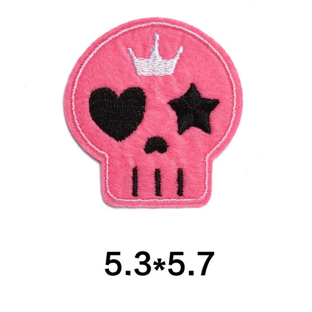 Punk Skull 'Pink | Crown' Embroidered Patch