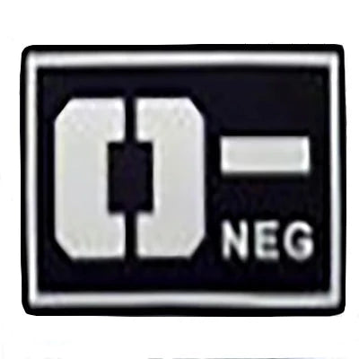 Blood Type 'O Negative | Black and White' PVC Rubber Velcro Patch