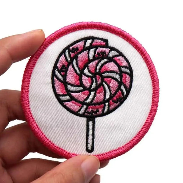 Cute 'Spiral Lollipop | Round' Embroidered Velcro Patch