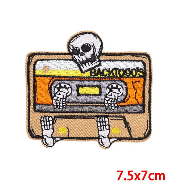 Skull Cassette Tape 'Back to 90's' Embroidered Patch