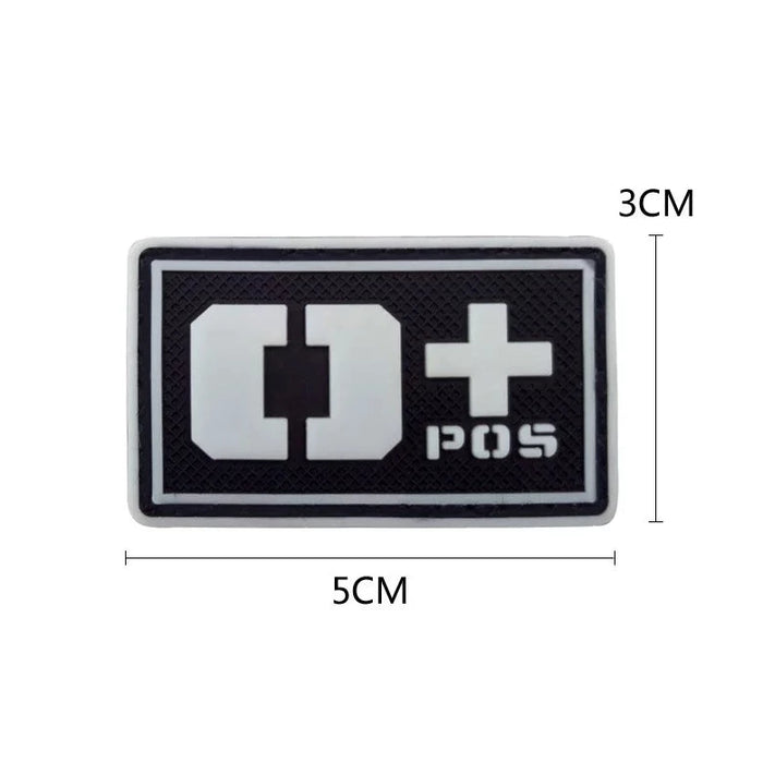 Blood Type 'O Positive | Black and White' PVC Rubber Velcro Patch