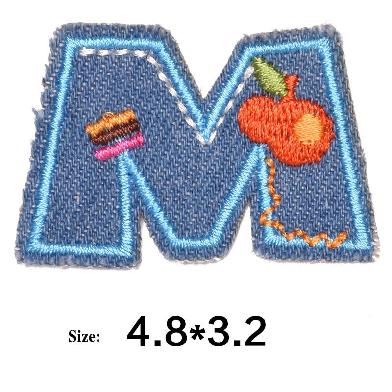 Letter M 'Denim Letter' Embroidered Patch