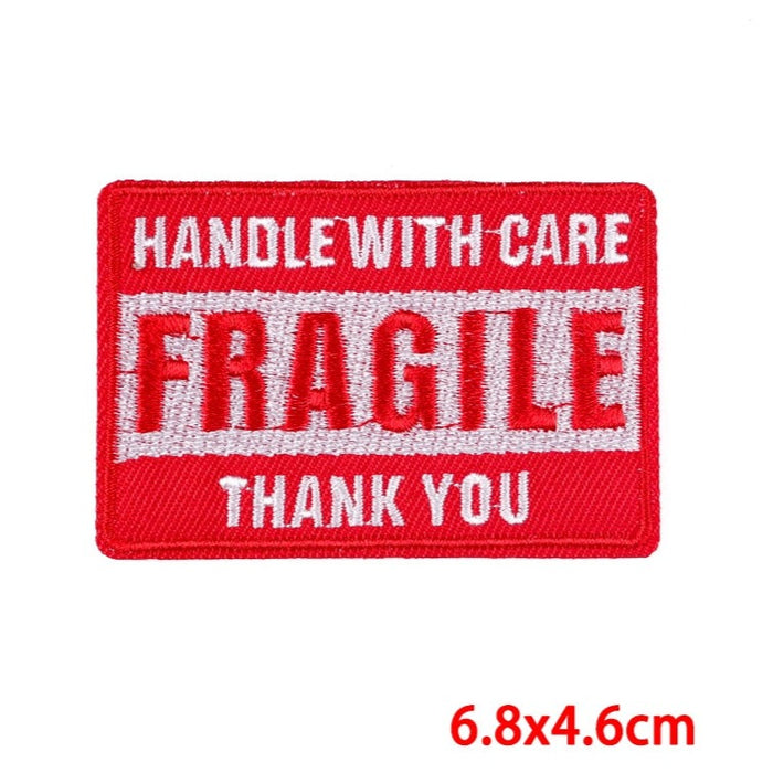 Fragile 'Handle With Care | Thank You' Embroidered Patch