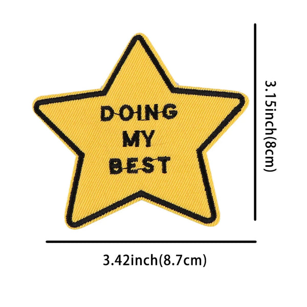 Yellow Star 'Doing My Best' Embroidered Patch