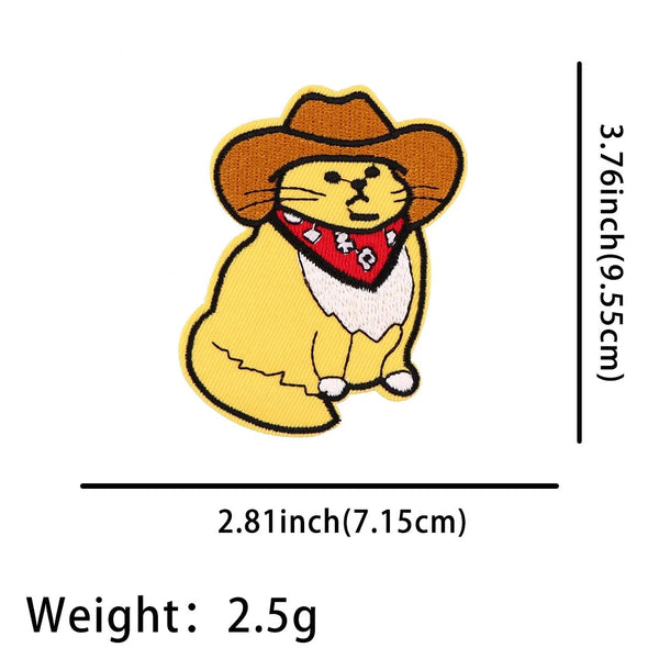 Cute 'Cowboy Cat' Embroidered Patch