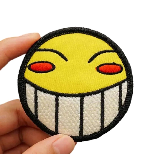 Funny Emoji 'Big Grin Smiley' Embroidered Velcro Patch