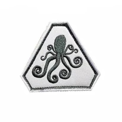 Octopus 'Gray Kraken' Embroidered Velcro Patch