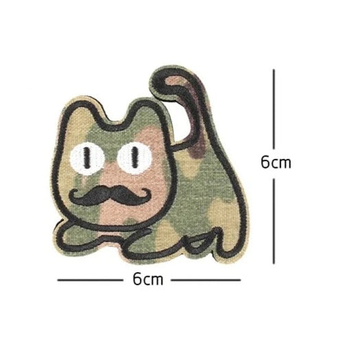 Cute Cat 'Mustache' Embroidered Velcro Patch