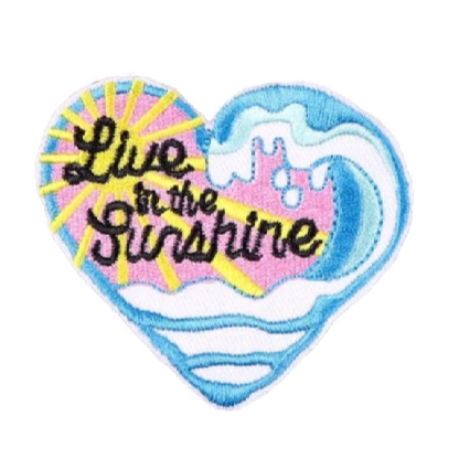Ocean Waves Heart 'Live In The Sunshine' Embroidered Patch