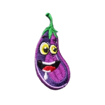 Cute Eggplant 'Drooling' Embroidered Patch
