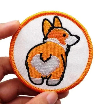 Cute Corgi 'Round 1.0' Embroidered Velcro Patch