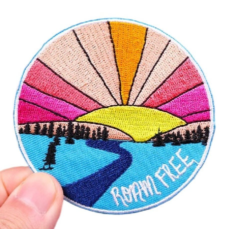 Colorful Sunset 'Roam Free' Embroidered Patch