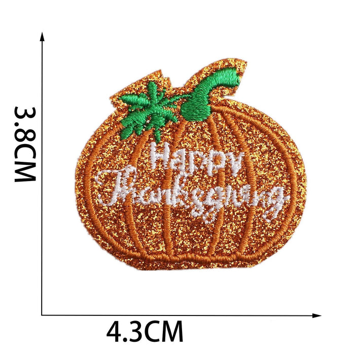 Pumpkin 'Happy Thanksgiving' Embroidered Patch