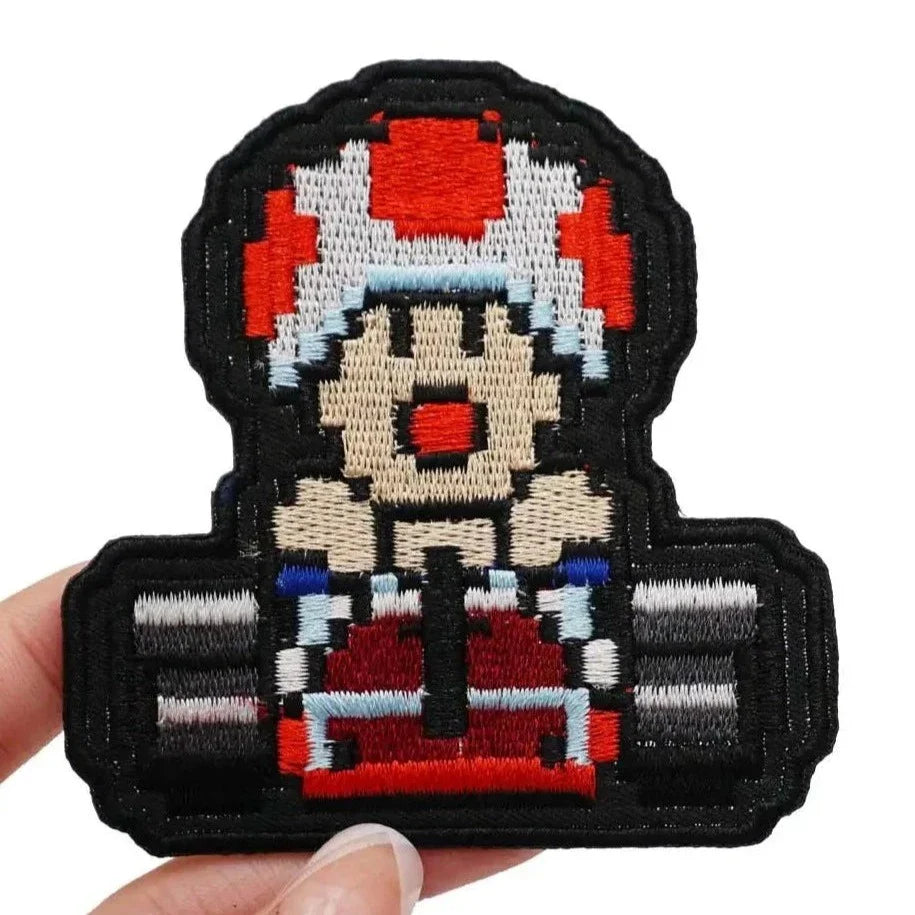 Mushroom Kingdom Bros. Pixel 'Toad | Riding Kart' Embroidered Velcro Patch